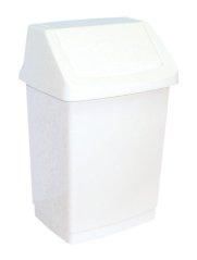 Odpadkový kôš s vekom hranatý plastový biely 15 l