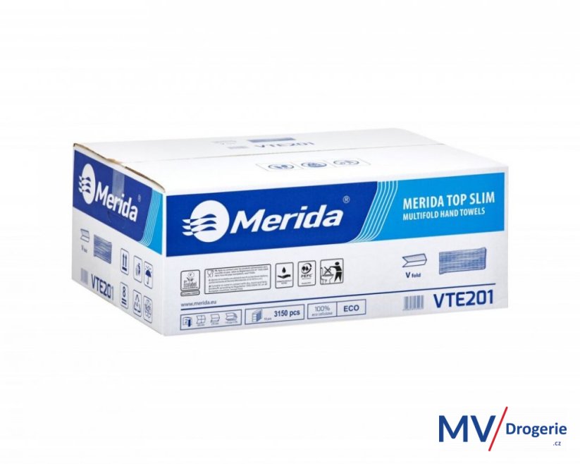 Papírové ručníky jednotlivé, dvouvrstvé MERIDA TOP SLIM 3150 ks