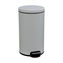 Odpadkový koš s pedálem SILENT, kovový, bílý, 30 l
