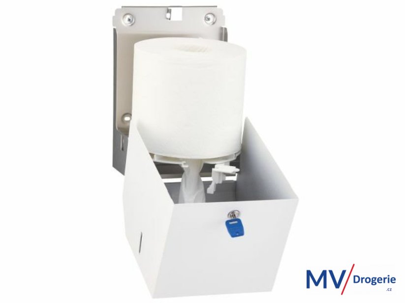 Zásobník na rolky papierových uterákov alebo toaletného papiera STELLA MINI FLEXI nerez, biely