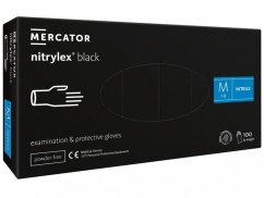 Rukavice nitrilové Mercator Medical Nitrylex Black, velikost M, černé, nepudrované, balení 100 ks