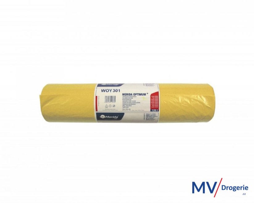 Jednorázové pytle na odpadky MERIDA OPTIMUM, 25 mi, 70x110 cm, 120 l, žluté 50 ks/balení