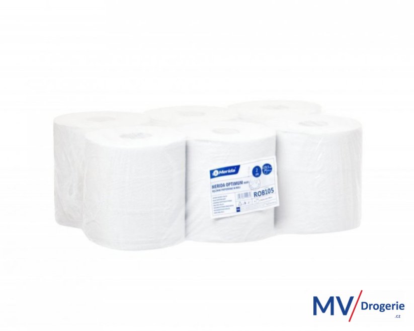 Papírové ručníky v rolích dvouvrstvé MERIDA OPTIMUM MAXI, délka 150 m, 6 rolí/balení