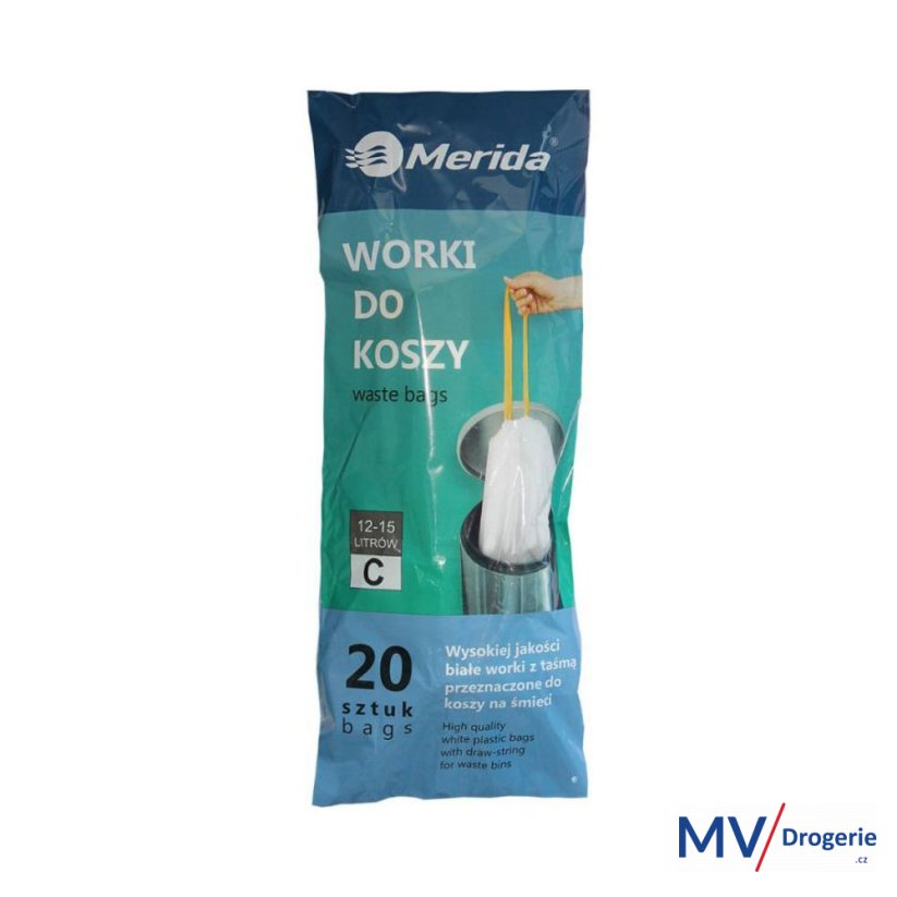 Sáčky na odpadky zatahovací, 12-15 l, parfémované, 20 ks/role, Merida TOP