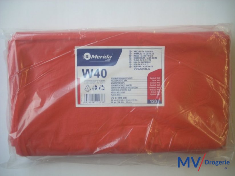 Pytle na odpad  LDPE, 38 mi, 70x110 cm,120 l, červené 50 ks/balení