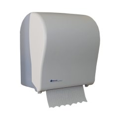 Mechanický podávač papierových uterákov MERIDA SOLID CUT, biely-mat, MAXI rolka