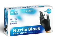 Rukavice nitrilové SOFTCLINIC, velikost M, černé, nepudrované, balení 100 ks