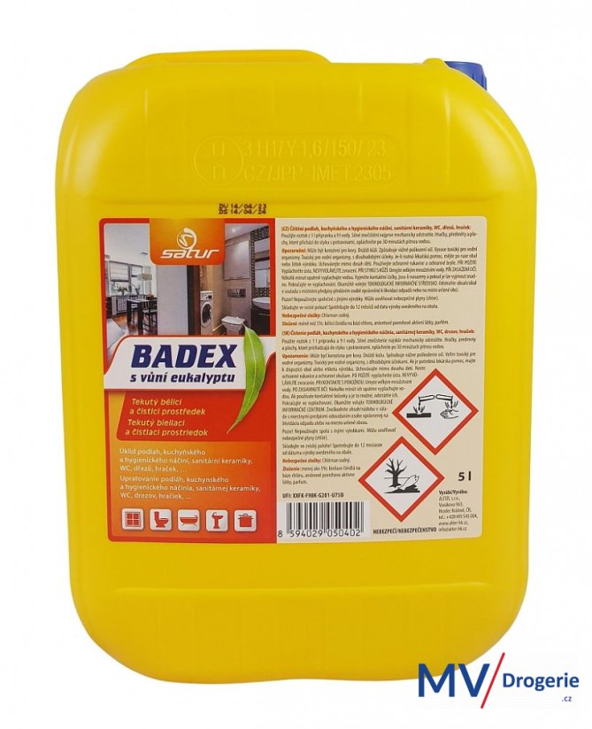 Tekutý prostředek pro mytí a dezinfekci podlah, Satur Badex s vůní eukalyptu 5 l