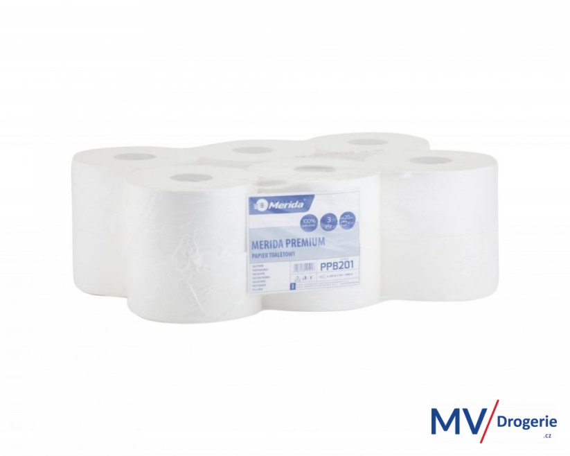 Toaletní papír třívrstvý, Merida TOP, 19 cm, 120 m, 100% celuloza, 12 rolí/balení
