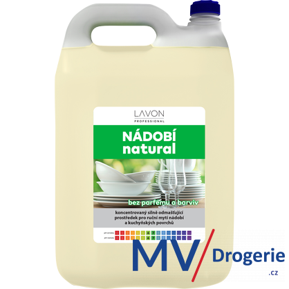 Mycí prostředek na nádobí bez parfémů a barviv, vysoce pěnící, LAVON 5 l