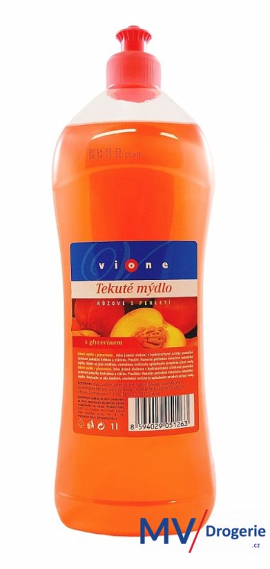 Tekuté mýdlo růžové - broskev s perletí a glycerinem Vione 1000 ml