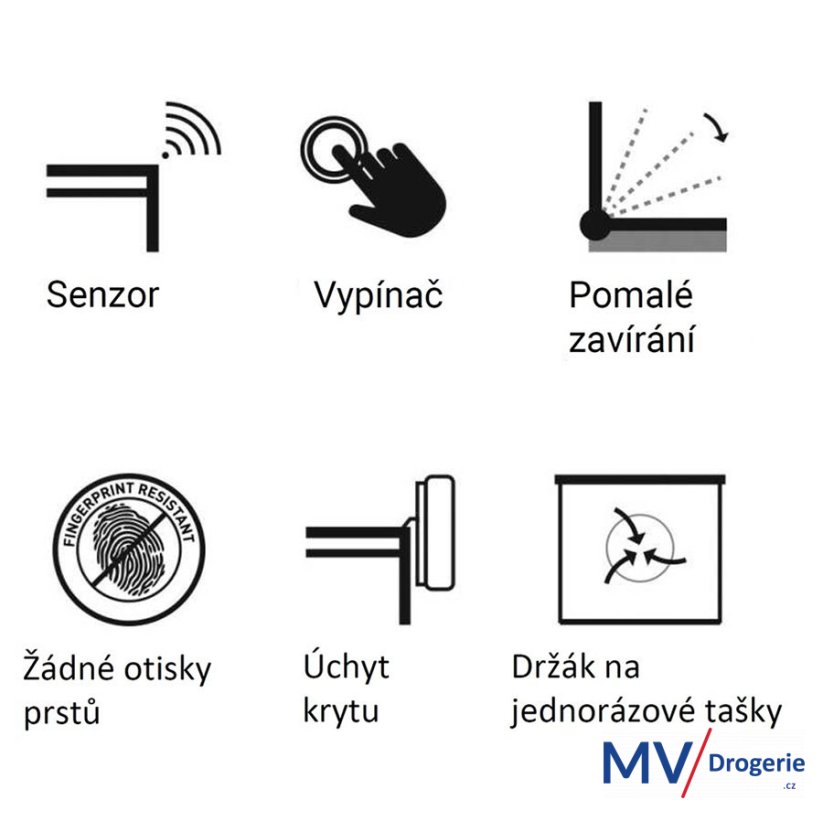 Koš bezdotykový čtvercový AUTOMATIC SENSOR 35 l matový