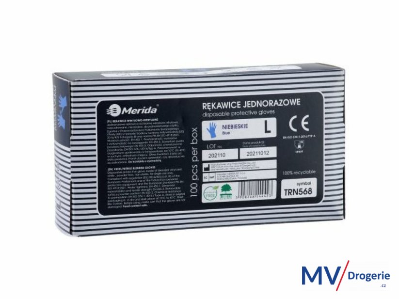 Rukavice vinylovo-nitrilové, modré, vel. L, 100 ks/balení