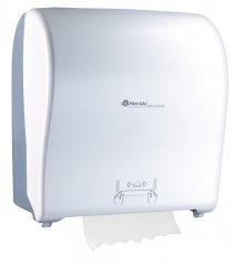 Mechanický podávač papierových uterákov MERIDA SOLID CUT, biely, vysoký lesk, MAXI rolka
